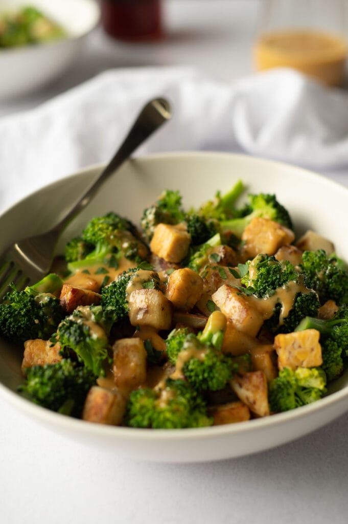 Tempeh Broccoli Skillet with Cheesy Ale Sauce Veg Girl RD