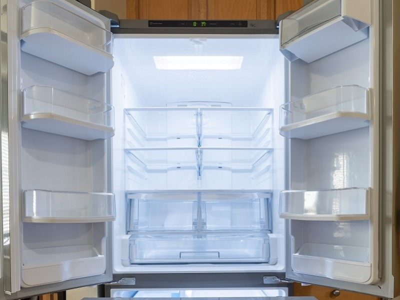 empty open fridge
